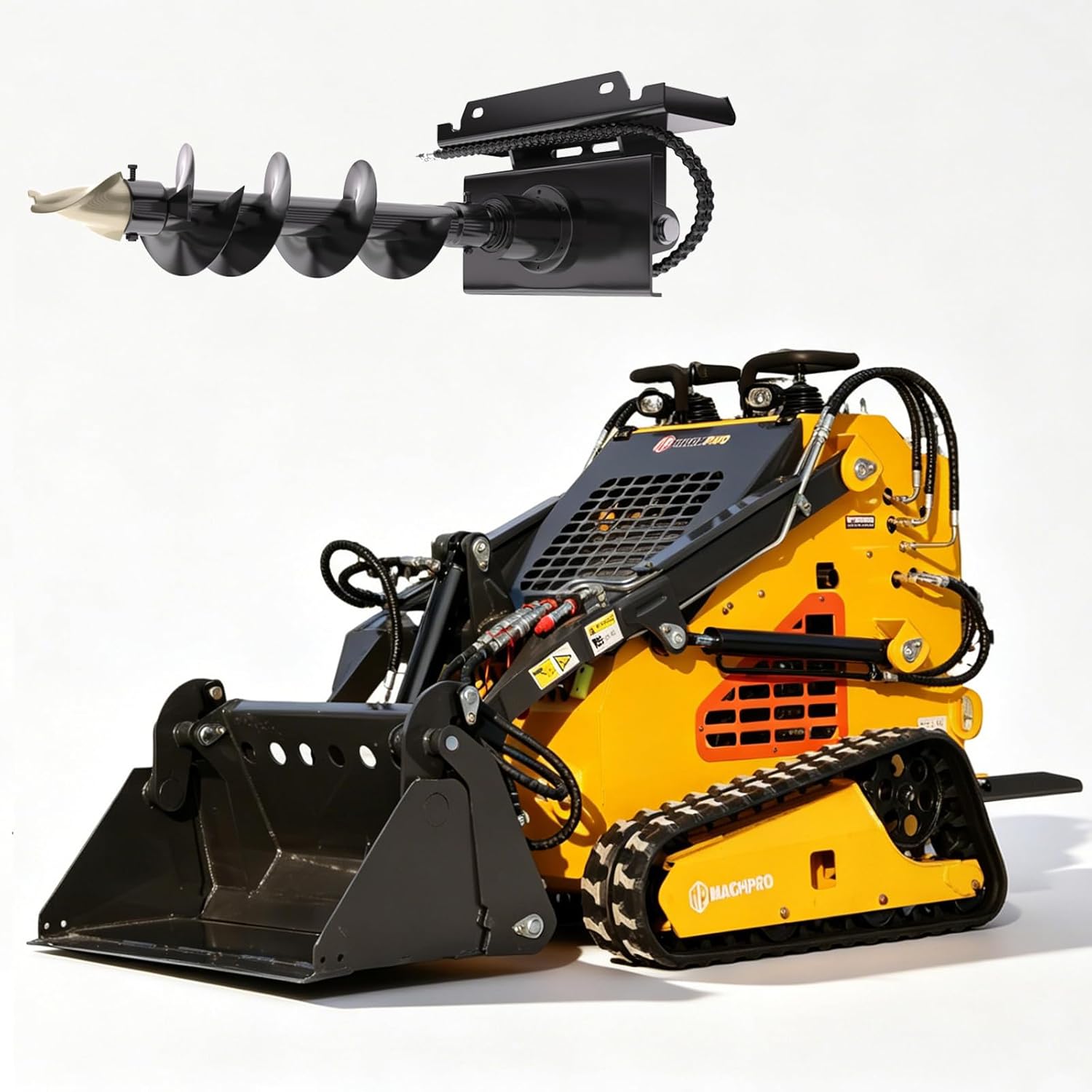 MACHPRO MP-380-YE skid steer loader review detailed features and technical specifications of the triple pump hydraulic system and crawler chassis