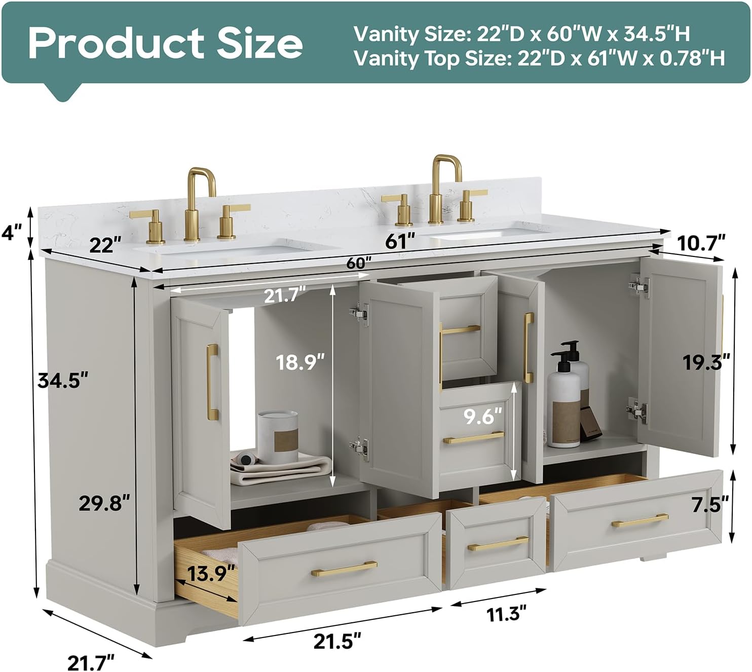 Deluxe Living 60 inch bathroom vanity review,60 inch double sink vanity review,Deluxe Living bathroom vanity review pros cons,solid wood bathroom vanity review,bathroom vanity with marble top review,60 inch bathroom vanity honest review — design and build quality detail
