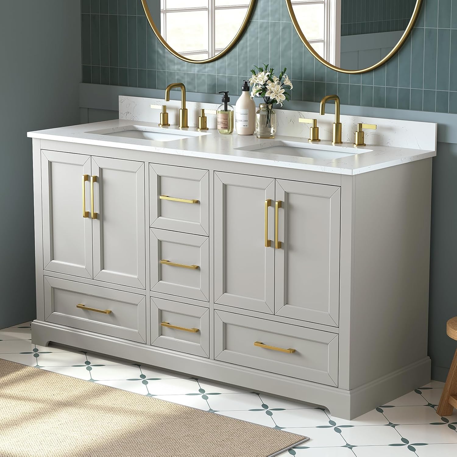 Deluxe Living 60 inch bathroom vanity review,60 inch double sink vanity review,Deluxe Living bathroom vanity review pros cons,solid wood bathroom vanity review,bathroom vanity with marble top review,60 inch bathroom vanity honest review — setup process and usability