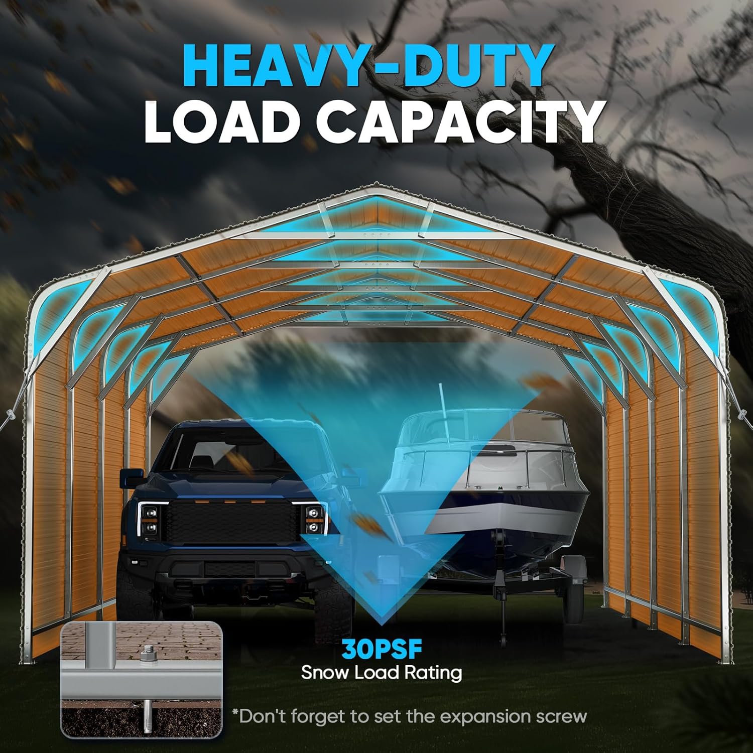 Week-by-week testing diary of the Quictent 20x20 carport showing setup and weather performance