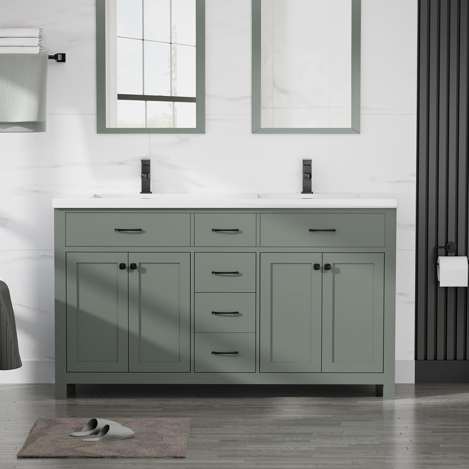LUCKWIND 60 Bathroom Vanity Review: Pros & Cons Worth Buying? 1 LUCKWIND 60 bathroom vanity review — full package contents including cabinet, SMC top, and matte black faucet