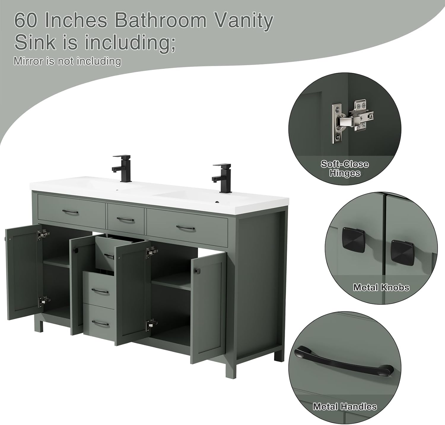 LUCKWIND 60 Bathroom Vanity Review: Pros & Cons Worth Buying? 3 is LUCKWIND 60 vanity worth buying — assembly progress showing cam lock construction and installed soft-close hinges