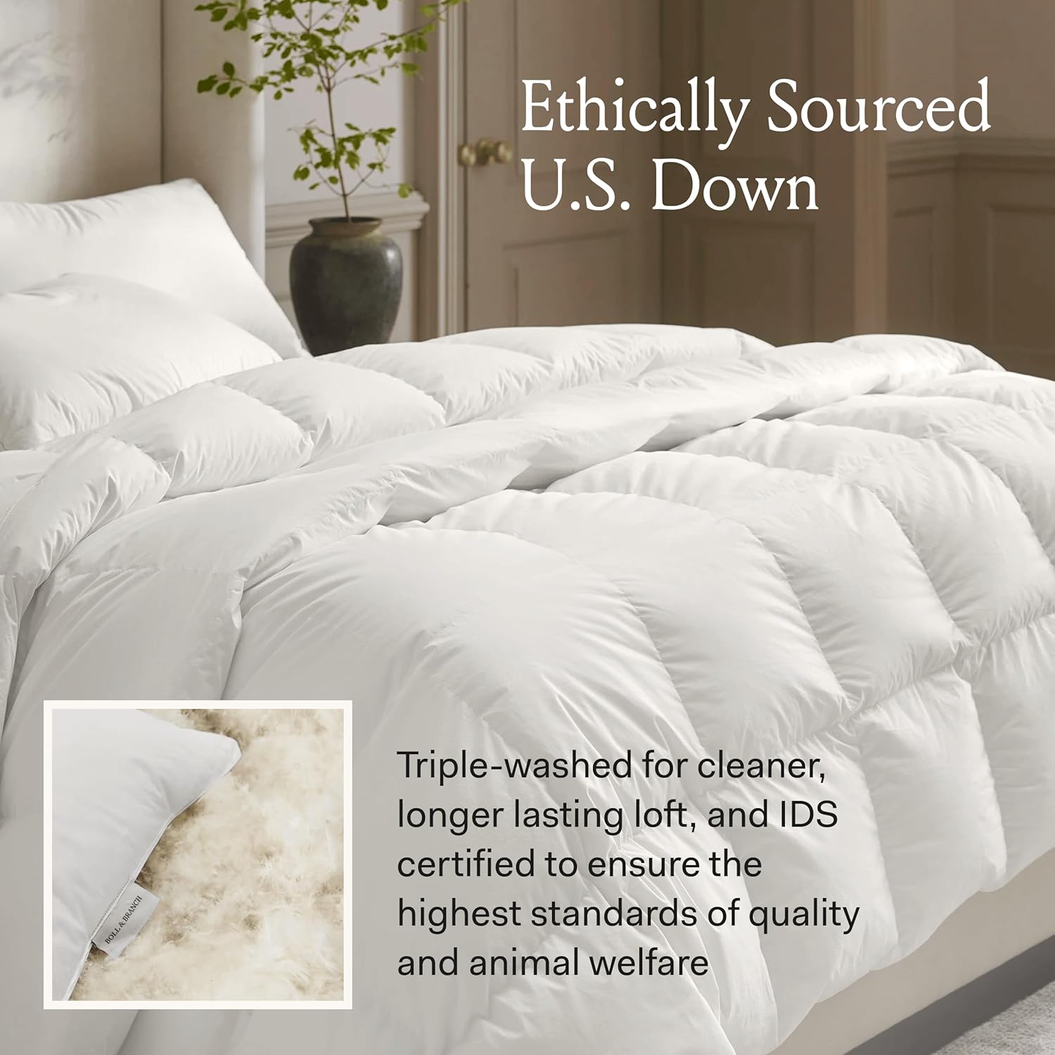 Boll & Branch duvet insert review — real-world details like drying time and loft behavior not found in official specs