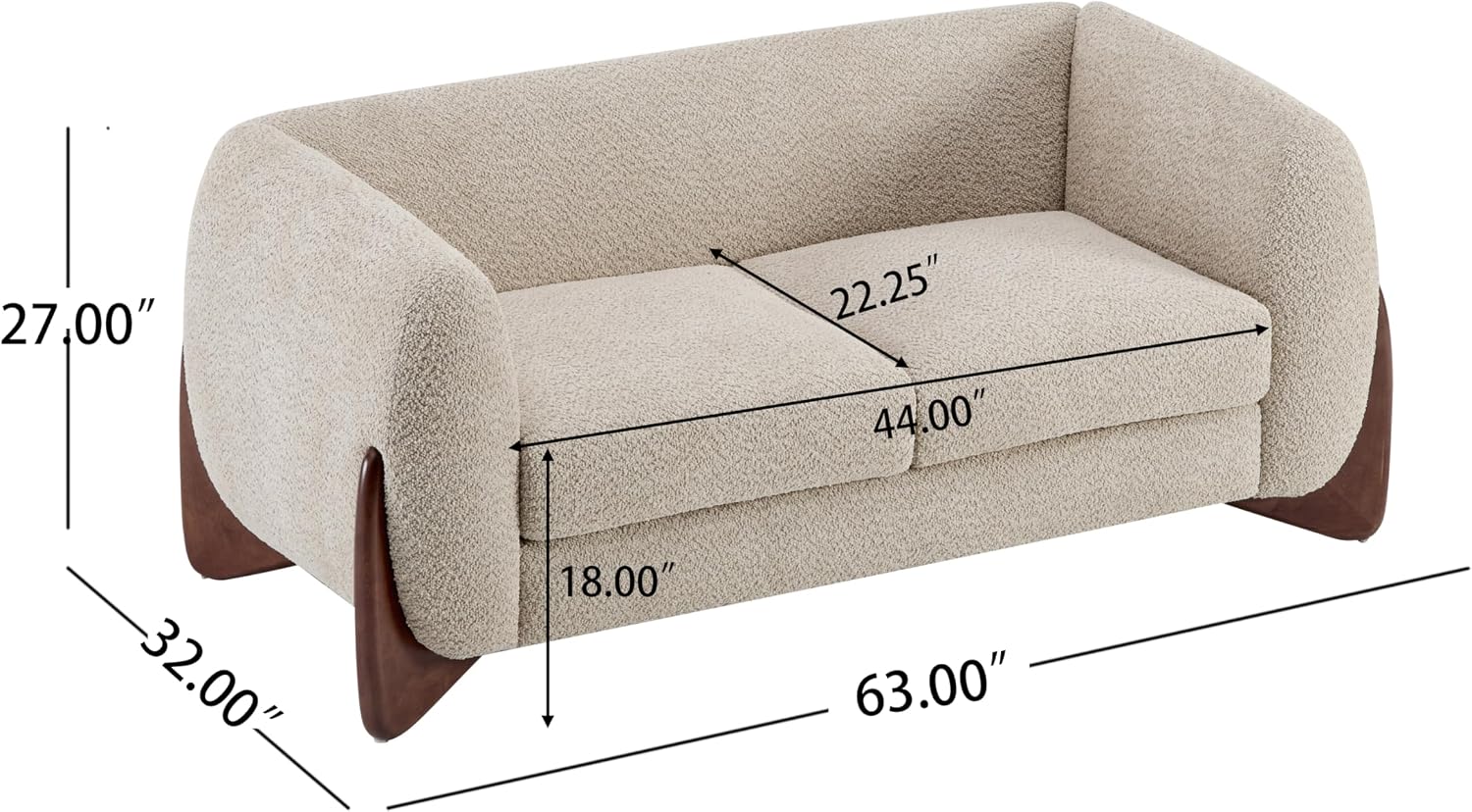 Christopher Knight Home Alma boucle loveseat review — key features examined up close, boucle texture and birch wood legs
