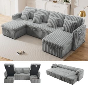 Image 1 of Flyida 110 sectional sleeper sofa review