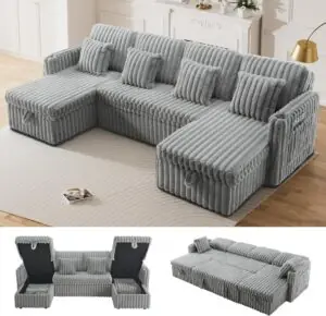 Image 1 of Flyida 110 sectional sleeper sofa review