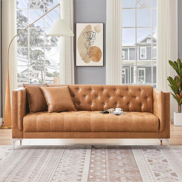 Image 1 of HIFIT 79 inch brown leather sofa review