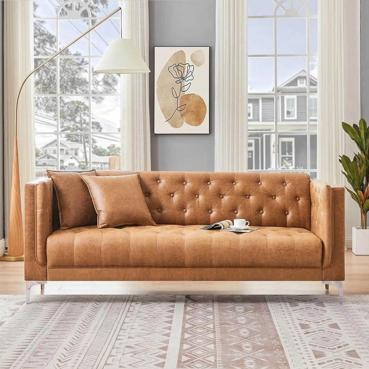 HIFIT 79 inch brown leather sofa review,HIFIT leather sofa review and rating,is HIFIT 79 inch sofa worth buying,HIFIT sofa review pros cons,HIFIT chesterfield sofa review honest opinion,HIFIT 79 inch sofa review verdict build quality and materials close-up