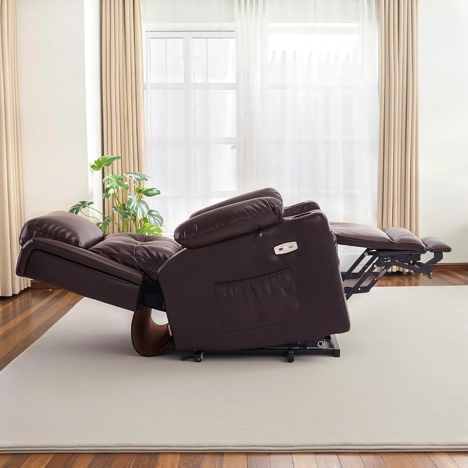MCombo Power Lift Recliner Review: Pros & Cons (2025) 2 MCombo power lift recliner review and rating — design and build quality detail of the triple motor housing and pillow-top armrests